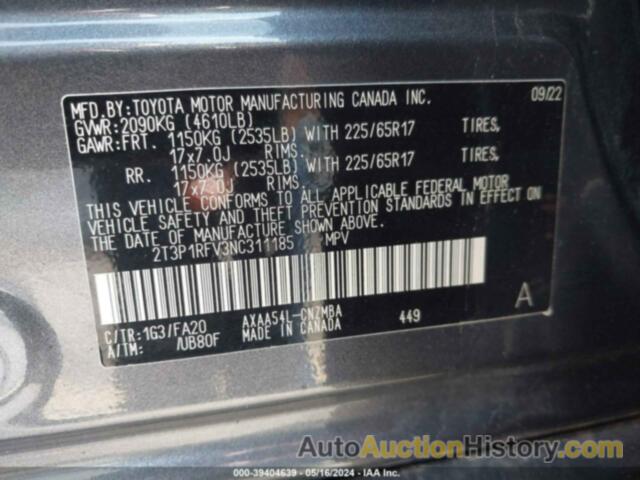 TOYOTA RAV4 XLE, 2T3P1RFV3NC311185