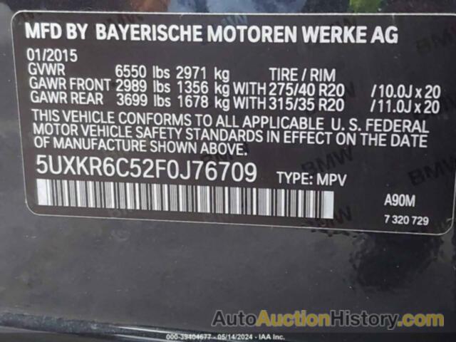 BMW X5 XDRIVE50I, 5UXKR6C52F0J76709