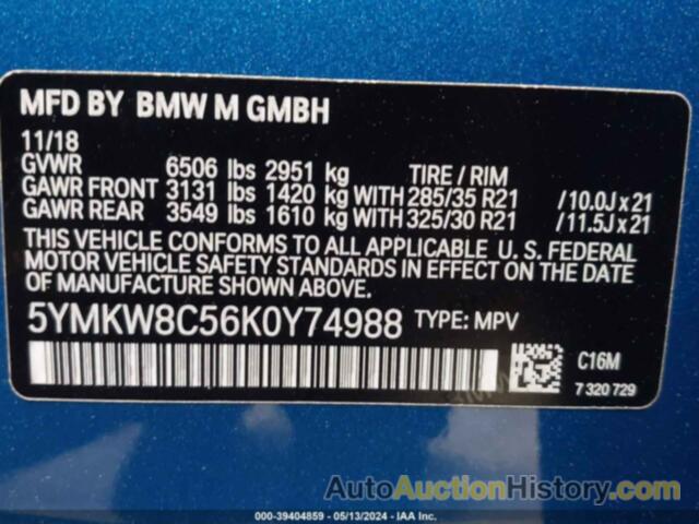 BMW X6 M, 5YMKW8C56K0Y74988