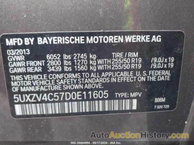 BMW X5 XDRIVE35I, 5UXZV4C57D0E11605