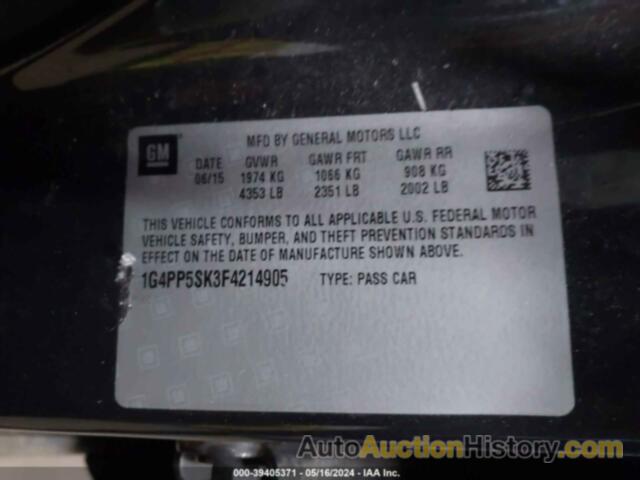 BUICK VERANO, 1G4PP5SK3F4214905