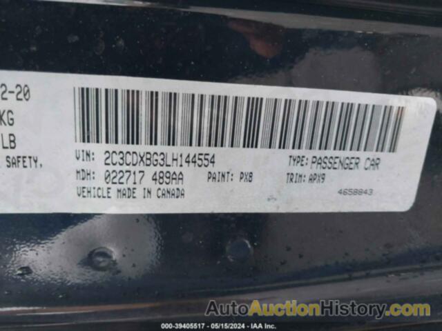 DODGE CHARGER SXT RWD, 2C3CDXBG3LH144554