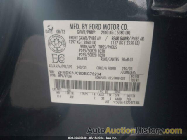 FORD EDGE SEL, 2FMDK3JC8DBC75234