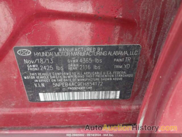 HYUNDAI SONATA GLS, 5NPEB4AC9EH854172