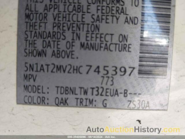 NISSAN ROGUE SV, 5N1AT2MV2HC745397