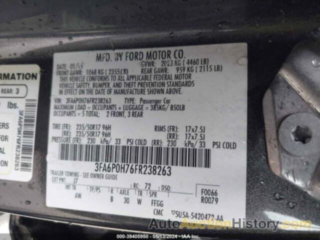 FORD FUSION SE, 3FA6P0H76FR238263