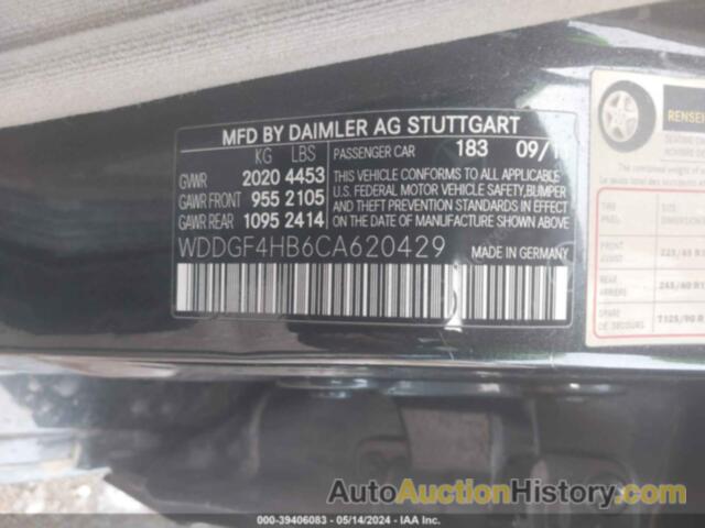 MERCEDES-BENZ C 250, WDDGF4HB6CA620429