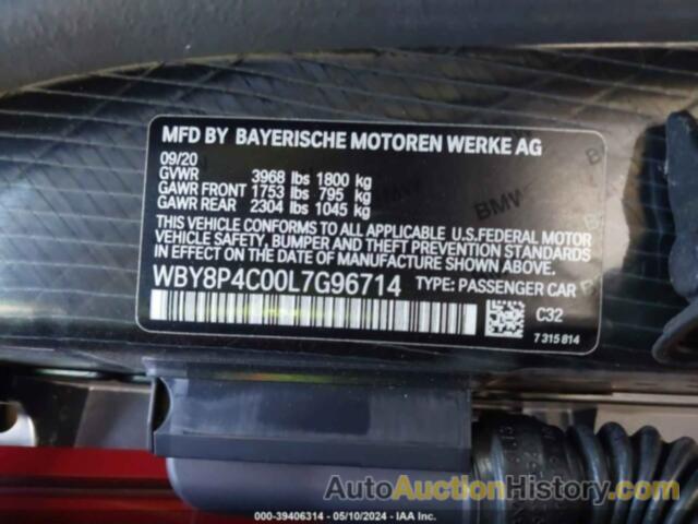 BMW I3 120AH W/RANGE EXTENDER, WBY8P4C00L7G96714