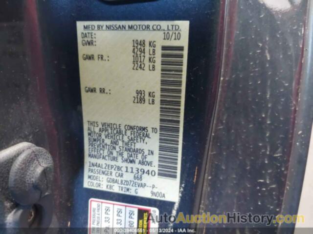 NISSAN ALTIMA 2.5 S, 1N4AL2EP2BC113940