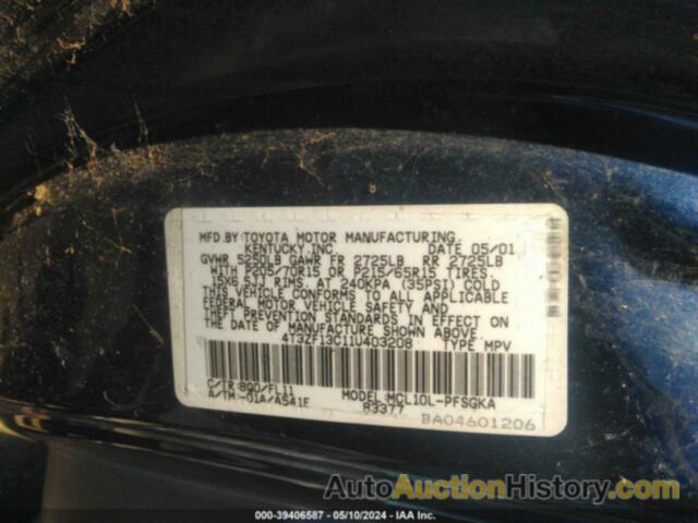 TOYOTA SIENNA XLE, 4T3ZF13C11U403208