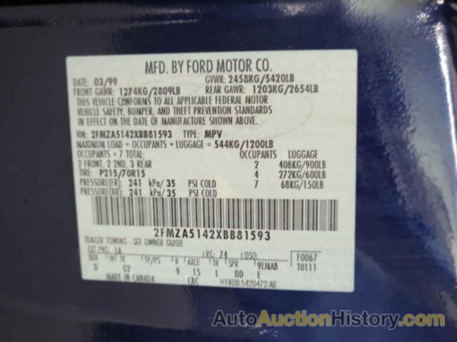 FORD WINDSTAR LX, 2FMZA5142XBB81593