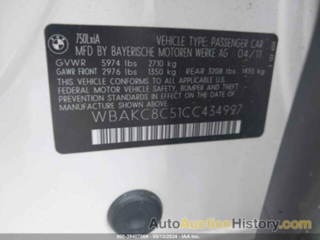 BMW 750LI XDRIVE, WBAKC8C51CC434997