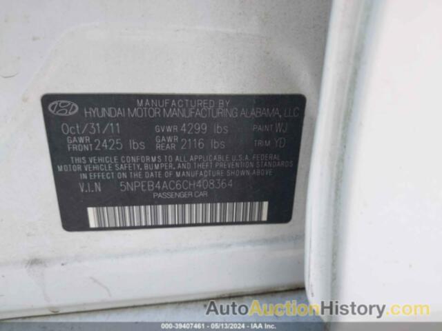 HYUNDAI SONATA GLS, 5NPEB4AC6CH408364