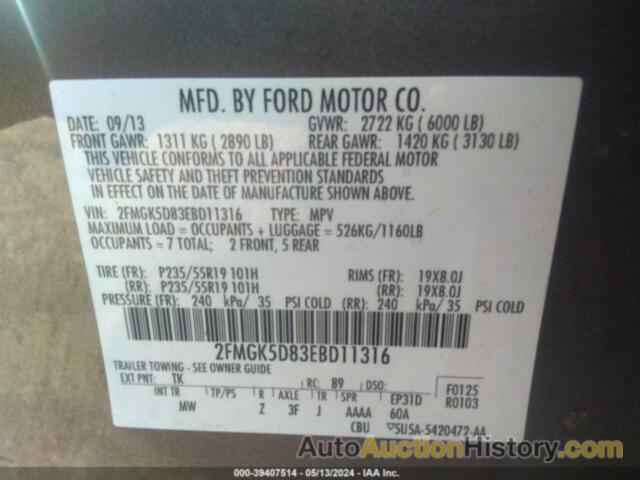 FORD FLEX LIMITED, 2FMGK5D83EBD11316