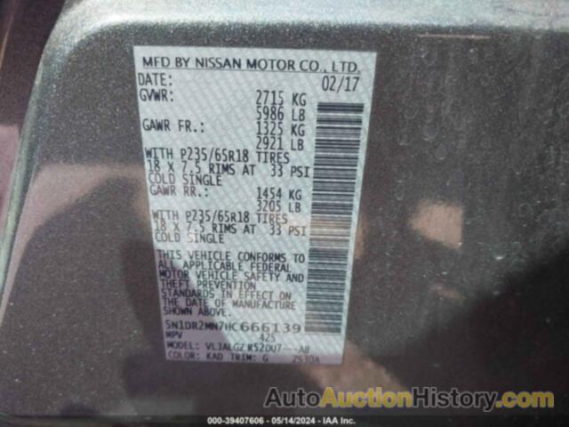 NISSAN PATHFINDER SL, 5N1DR2MN7HC666139