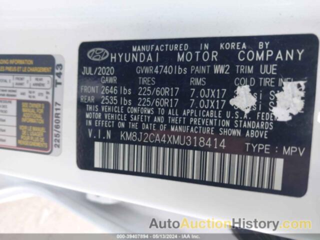 HYUNDAI TUCSON SE, KM8J2CA4XMU318414