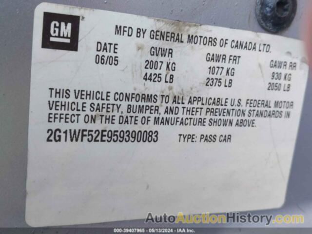 CHEVROLET IMPALA, 2G1WF52E959390083