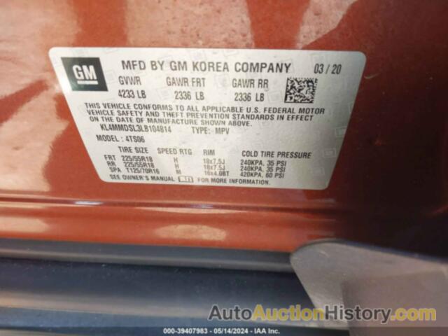 BUICK ENCORE GX SELECT, KL4MMDSL3LB104814