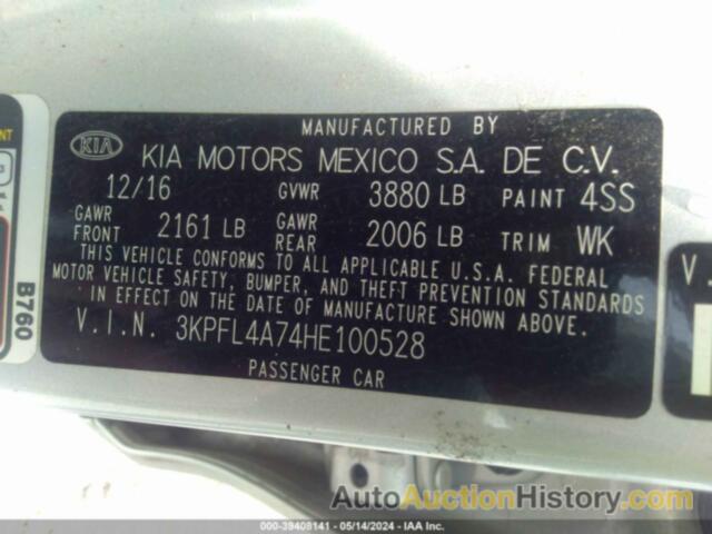 KIA FORTE LX, 3KPFL4A74HE100528