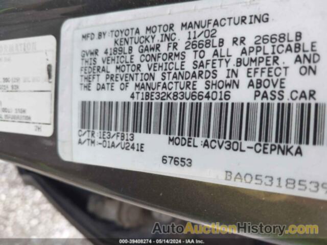 TOYOTA CAMRY LE, 4T1BE32K83U664016