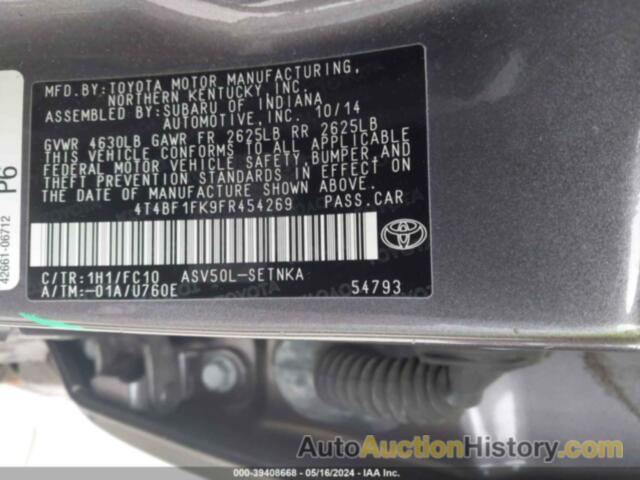 TOYOTA CAMRY LE, 4T4BF1FK9FR454269