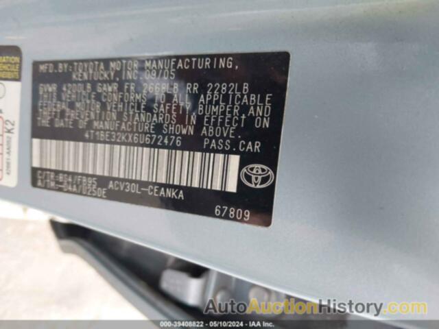 TOYOTA CAMRY LE, 4T1BE32KX6U672476