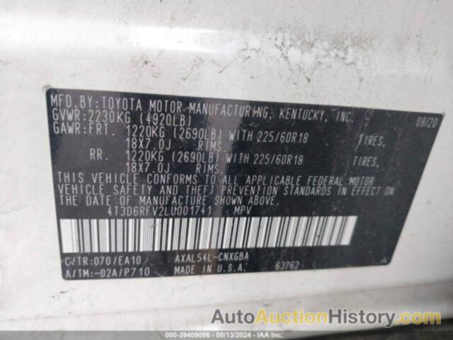 TOYOTA RAV4 LIMITED, 4T3D6RFV2LU001741