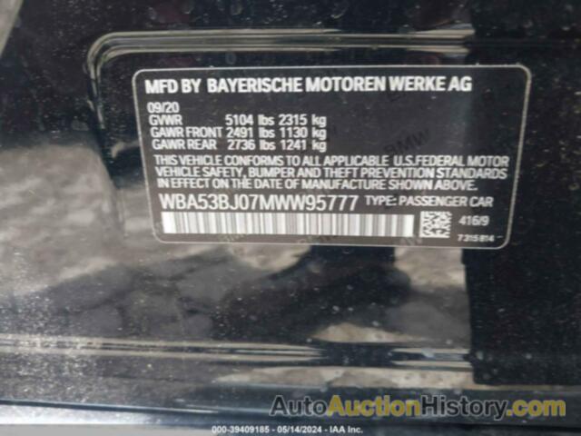 BMW 540 I, WBA53BJ07MWW95777