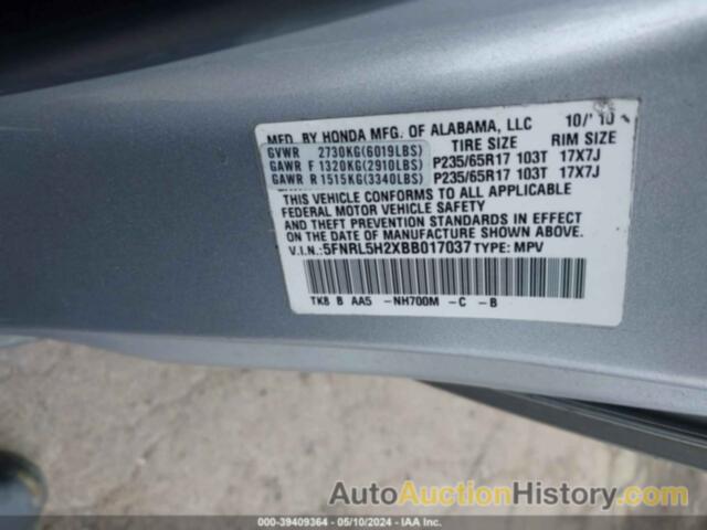 HONDA ODYSSEY LX, 5FNRL5H2XBB017037