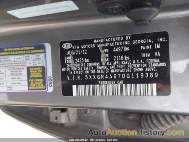 KIA OPTIMA SX, 5XXGR4A67DG119389