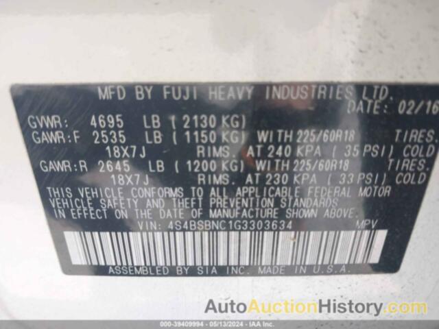 SUBARU OUTBACK 2.5I LIMITED, 4S4BSBNC1G3303634