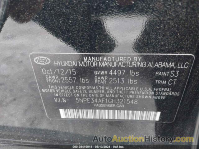 HYUNDAI SONATA SPORT, 5NPE34AF1GH321548