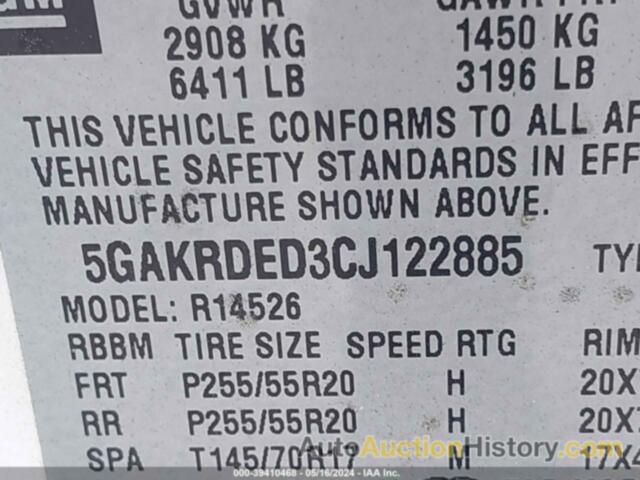 BUICK ENCLAVE PREMIUM, 5GAKRDED3CJ122885