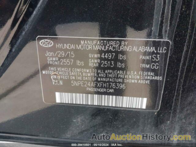 HYUNDAI SONATA SE, 5NPE24AFXFH176396