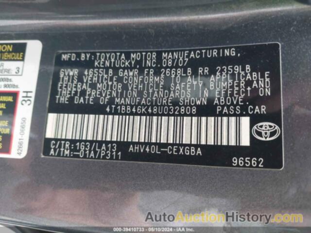 TOYOTA CAMRY HYBRID, 4T1BB46K48U032808