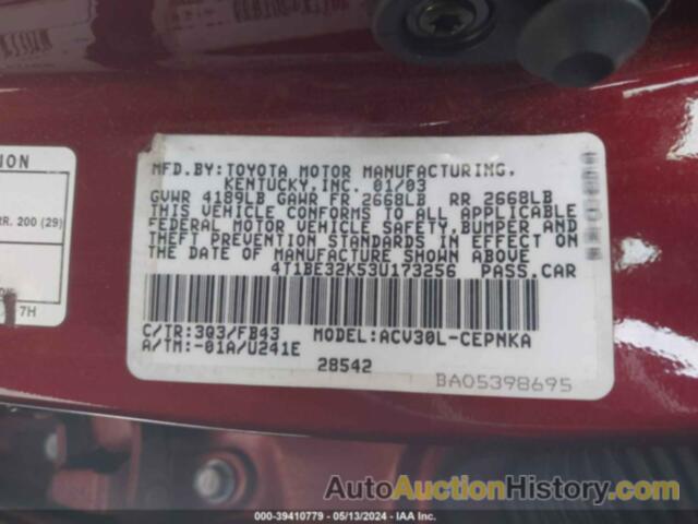 TOYOTA CAMRY LE, 4T1BE32K53U173256