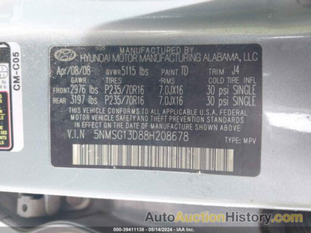 HYUNDAI SANTA FE GLS, 5NMSG13D88H208678