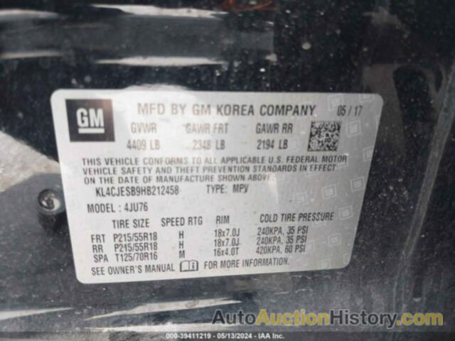 BUICK ENCORE PREFERRED, KL4CJESB9HB212458