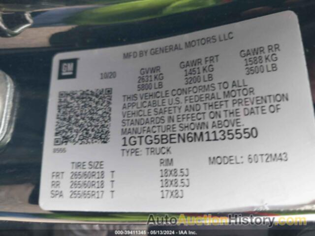 GMC CANYON 2WD  SHORT BOX ELEVATION STANDARD, 1GTG5BEN6M1135550
