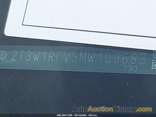 TOYOTA RAV4 XLE, 2T3W1RFV5MW109683