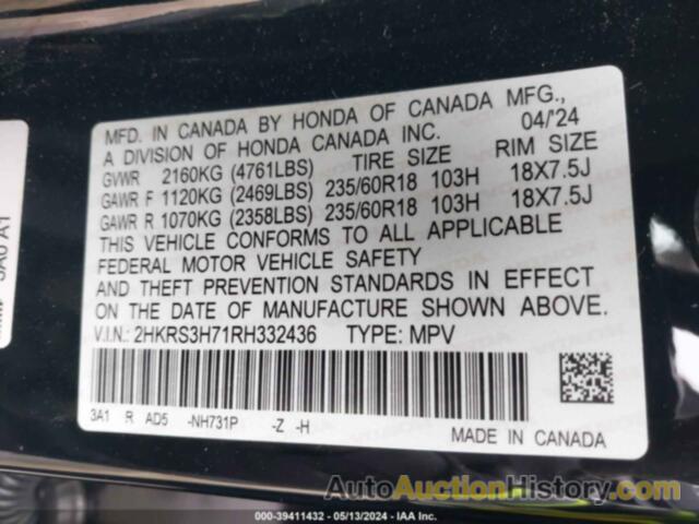 HONDA CR-V EX-L 2WD, 2HKRS3H71RH332436