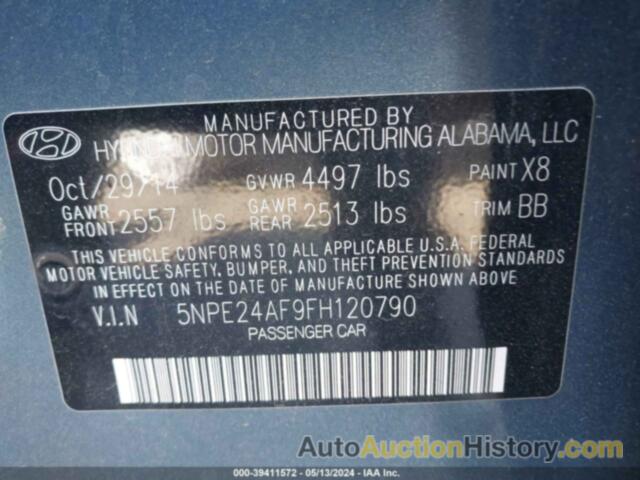 HYUNDAI SONATA SE, 5NPE24AF9FH120790