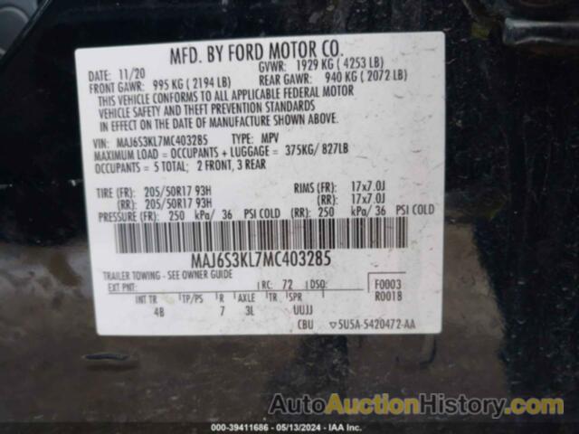 FORD ECOSPORT TITANIUM, MAJ6S3KL7MC403285