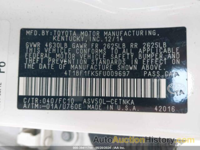 TOYOTA CAMRY LE, 4T1BF1FK5FU009697