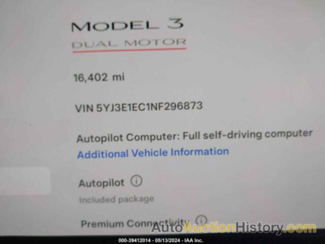 TESLA MODEL 3, 5YJ3E1EC1NF296873