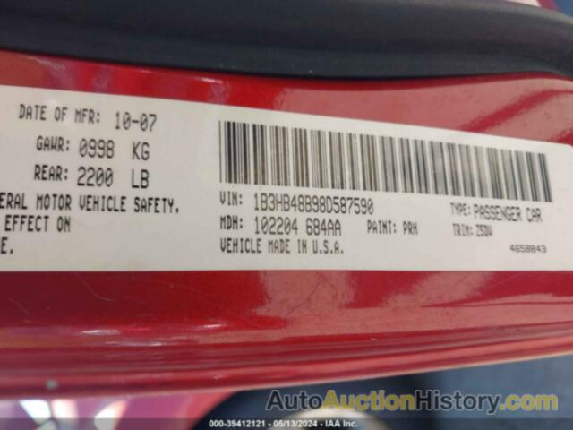 DODGE CALIBER SXT, 1B3HB48B98D587590