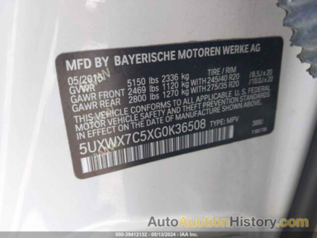BMW X3 XDRIVE35I, 5UXWX7C5XG0K36508