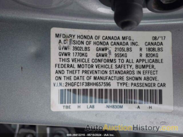 HONDA CIVIC EX-T, 2HGFC1F38HH657596