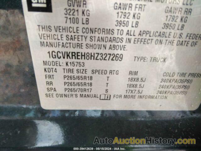 CHEVROLET SILVERADO 1500 1LT, 1GCVKREH8HZ327269