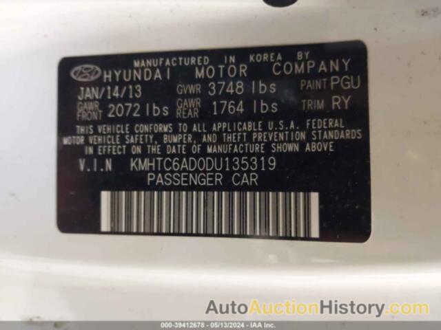 HYUNDAI VELOSTER, KMHTC6AD0DU135319